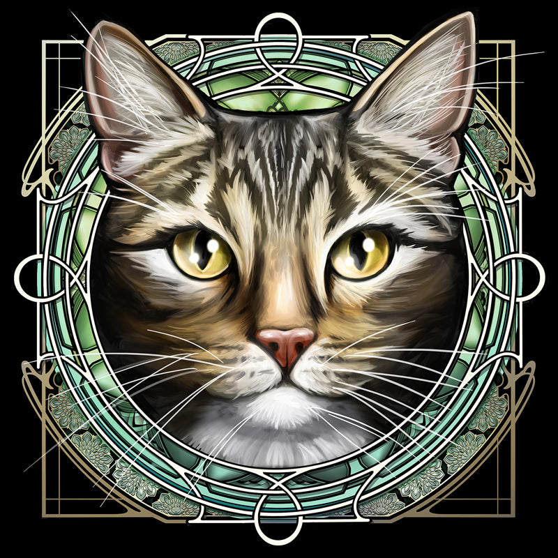 Tan Tabby - Rose Window Print