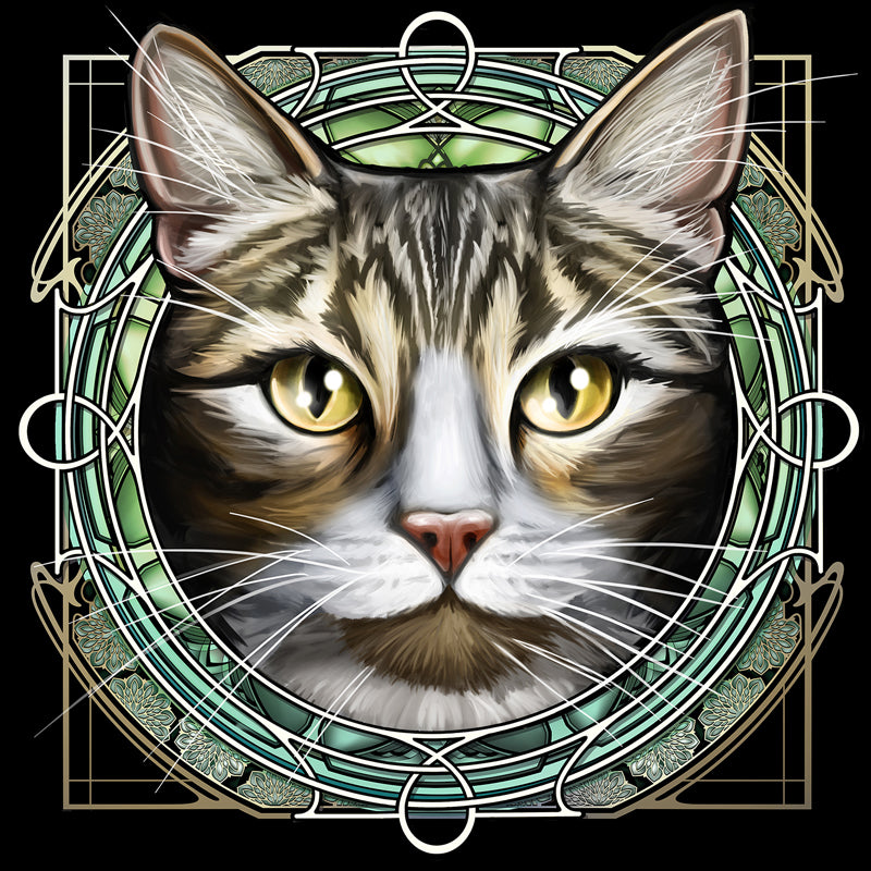 Tan Tabby with Tan Chin Rose - Window Print