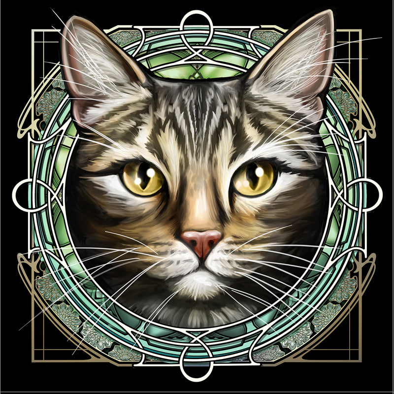 Tan Dark Tabby - Rose Window Print