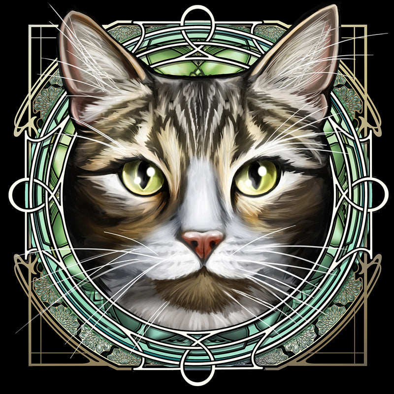 Tan Tabby with Tan Chin Rose - Window Print