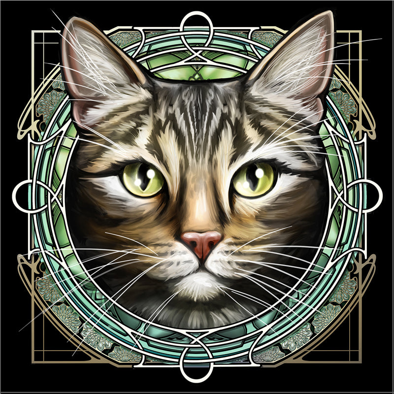 Tan Dark Tabby - Rose Window Print