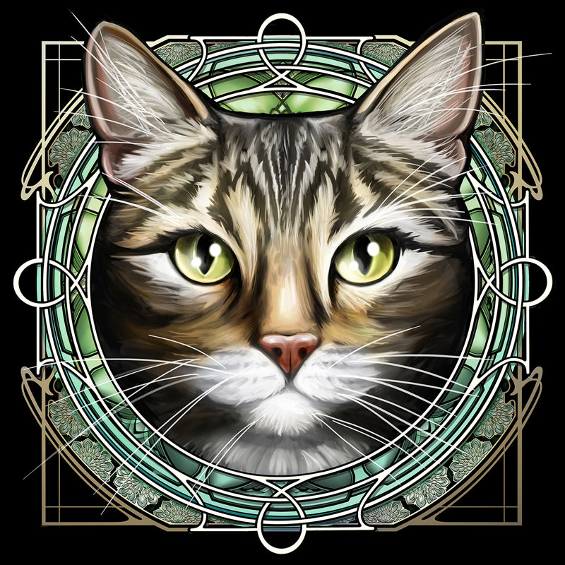 Tan Tabby with White Mouth - Rose Window Print
