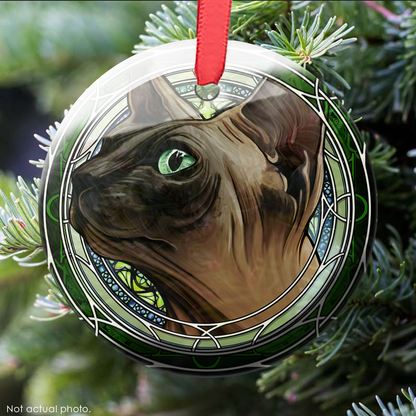 Sphynx Brown Seal Glass Ornament