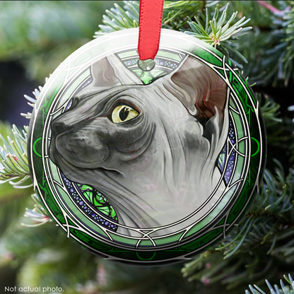 Sphynx White Seal Glass Ornament