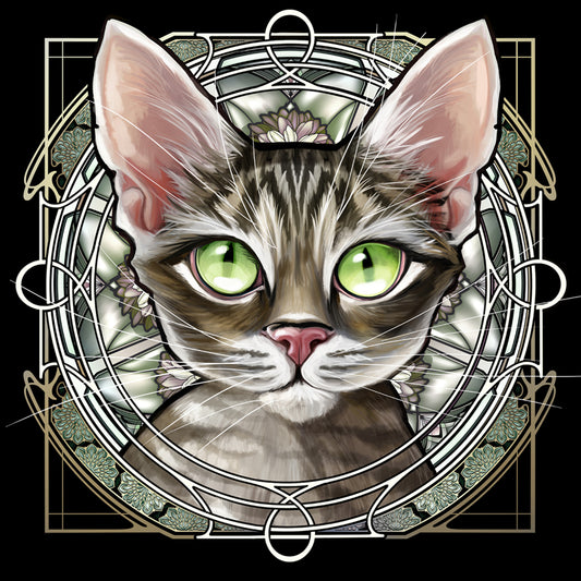 Tabby Devon Rex - Rose Window Print